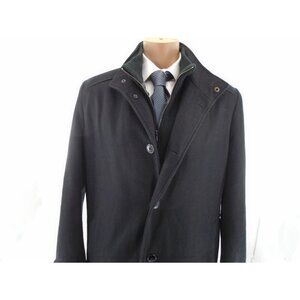 Kenneth Cole New york Men's Double breasted Quilted liner Peacoat Black Large